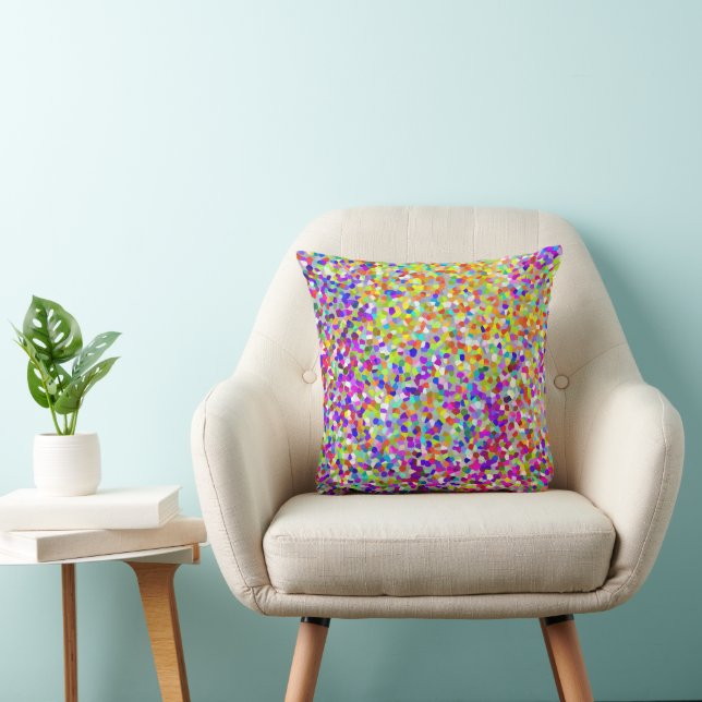 Purple and Coral Abstract Shapes Pattern Throw Pillow (Chair)