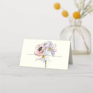 Purple and Cream Floral Bordered Wedding Place Card