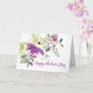 Purple and Cream floral Happy Mother's Day Card