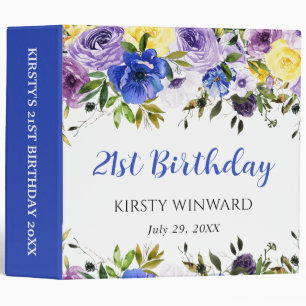 Purple and Cream Flowers Birthday Photo Album Binder