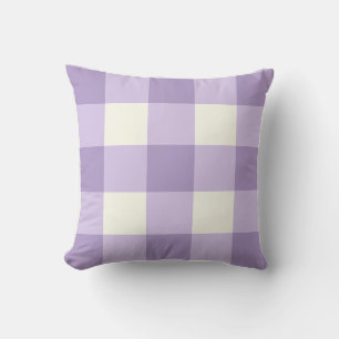 Purple and Cream Gingham Checks Throw PIllow