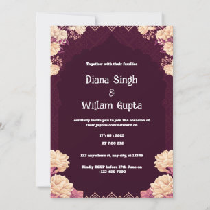 Purple and Cream Indian Wedding Invitation