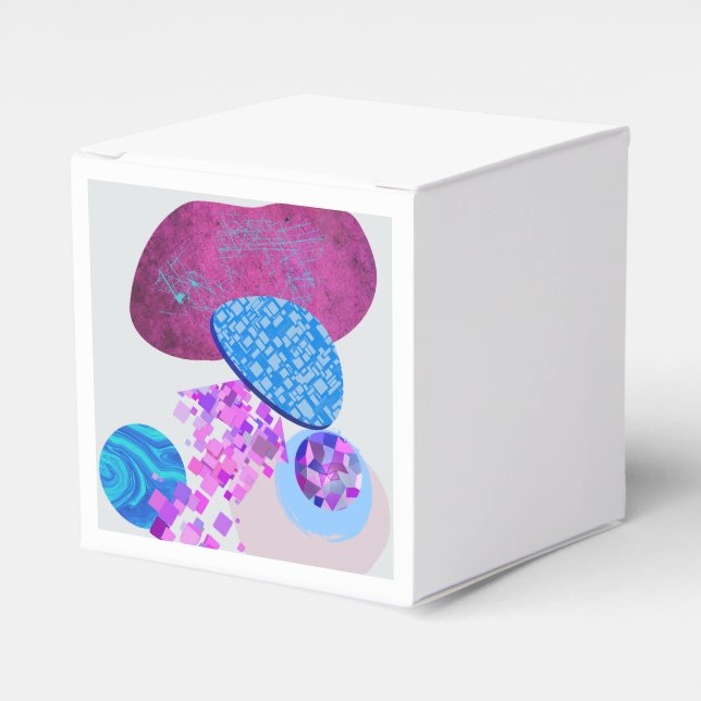 Purple And Cyan Modern Shapes Favor Box (Front Side)