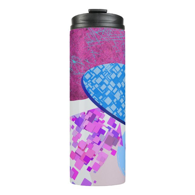 Purple And Cyan Modern Shapes Thermal Tumbler (Front)