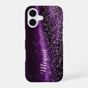 Purple and diamonds - Stunning Barely There iPhone 16 Case