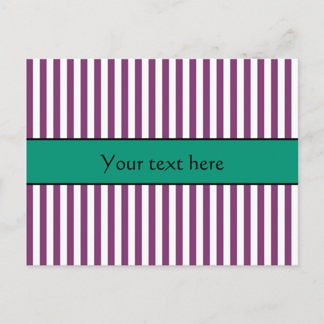 Purple and Emerald Green Stripes Pattern Postcard (Front)