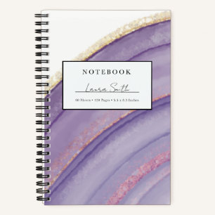 Purple And Faux Gold Agate Personalized Notebook