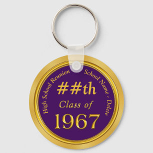 Purple and Gold, 1967 High School Reunion Gifts Keychain