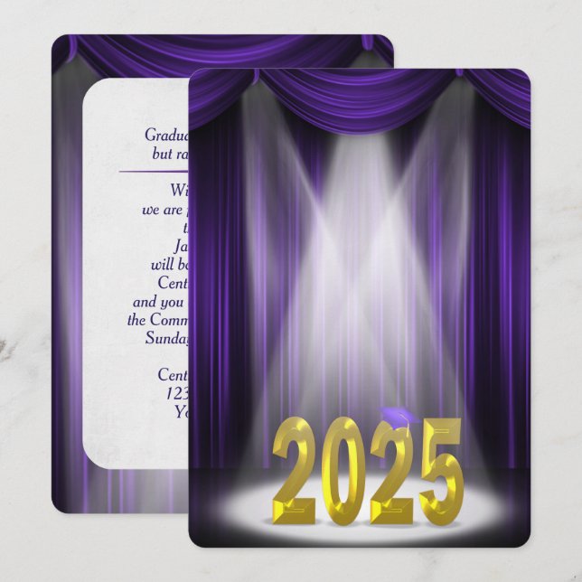 Purple and Gold 2025 Commencement Invite (Front/Back)