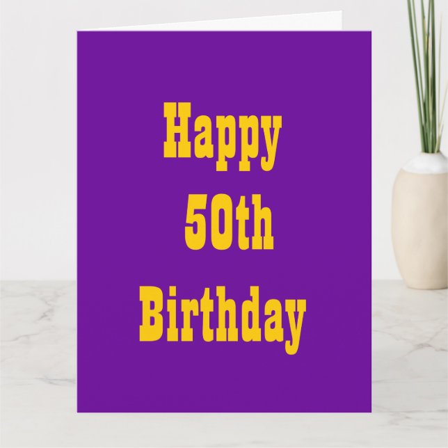 Purple and Gold 50th Big Birthday Card (Front)