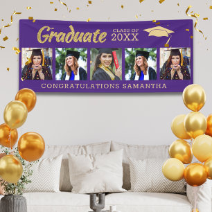 Purple And Gold 5 Photo Congrats 2026 Graduation  Banner