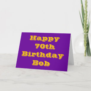Purple and Gold 70th Personalized Birthday Card