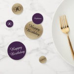 Purple and Gold 90th Birthday Table Decoration Confetti<br><div class="desc">What a festive addition to your 90th Birthday Party tables! Elegant trendy deep Purple and Gold Table Confetti personalized with ANY name,  ANY event/#years,  and greeting! Gold background is a faux textured design. All Rights Reserved © 2019 Alan & Marcia Socolik.</div>