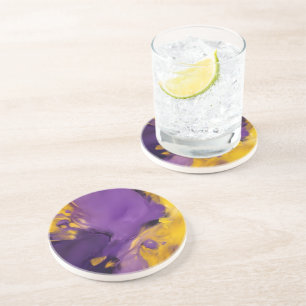 Purple and Gold Abstract Coaster