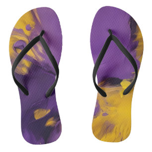 Purple and Gold Abstract Flip Flops
