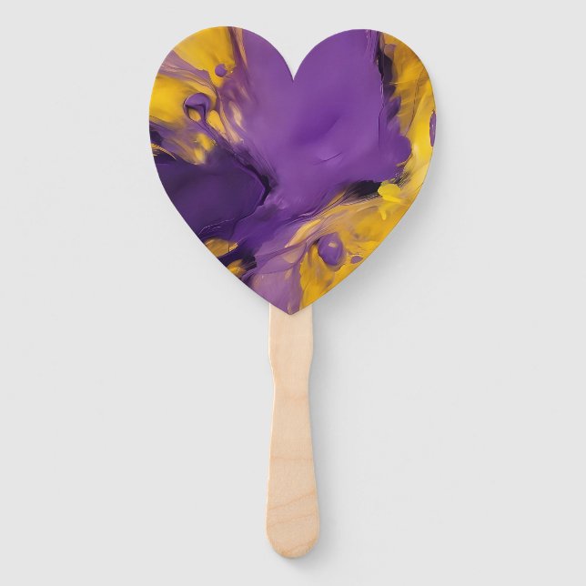 Purple and Gold Abstract Hand Fan (Front)