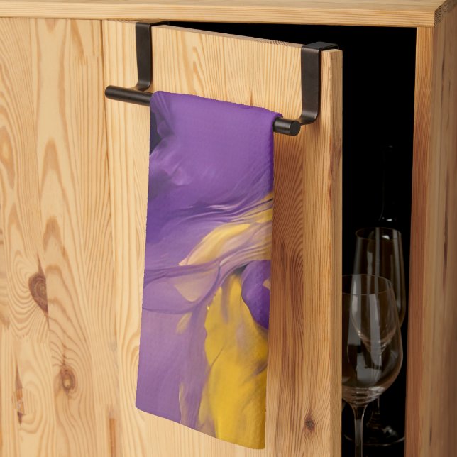 Purple and Gold Abstract Kitchen Towel (Thirds Fold)