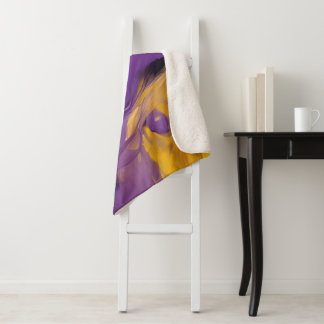 Purple and Gold Abstract Sherpa Blanket