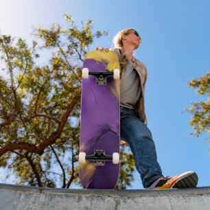 Purple and Gold Abstract Skateboard