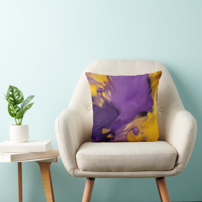 Purple and Gold Abstract Throw Pillow (Chair)