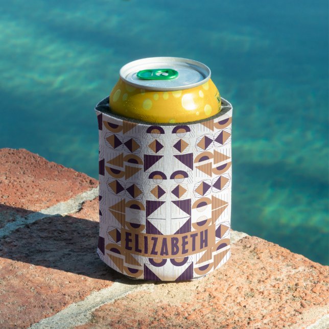 Purple and gold Aesthetic abstract Pattern Can Cooler (In Situ Pool)