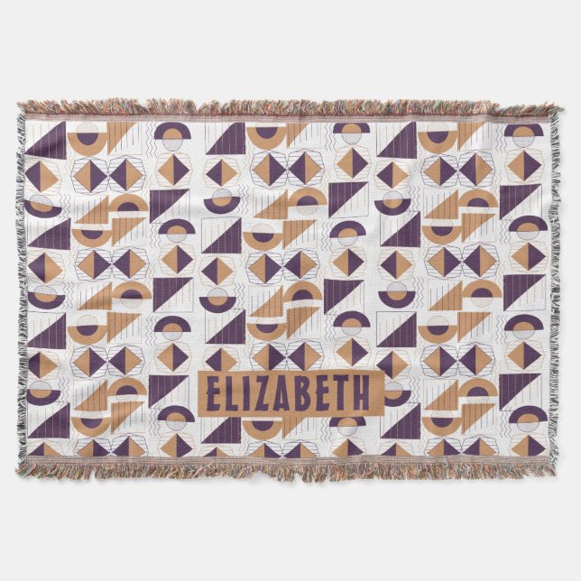 Purple and gold Aesthetic abstract Pattern Throw Blanket (Front)