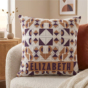 Purple and gold Aesthetic abstract Pattern Throw Pillow