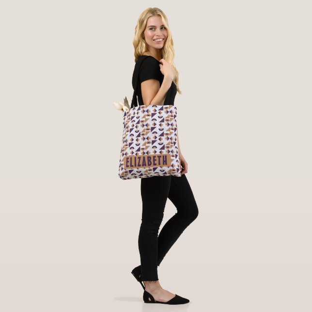 Purple and gold Aesthetic abstract Pattern Tote Bag (On Model)