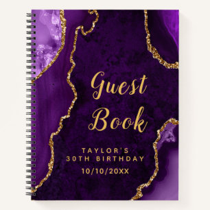 Purple and Gold Agate Birthday Guest Book