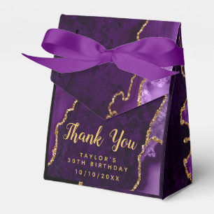 Purple and Gold Agate Birthday Thank You Favor Box