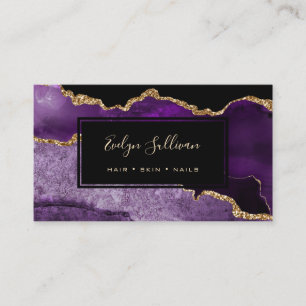 purple and gold agate business card