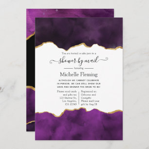 Purple and Gold Agate Shower by Mail Invitation