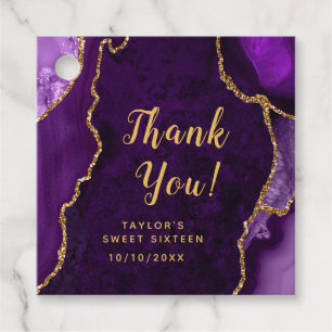 Purple and Gold Agate Sweet Sixteen Thank You Favour Tags