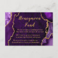Purple and Gold Agate Wedding Honeymoon Fund Enclosure Card | Zazzle