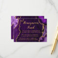 Purple and Gold Agate Wedding Honeymoon Fund Enclosure Card | Zazzle