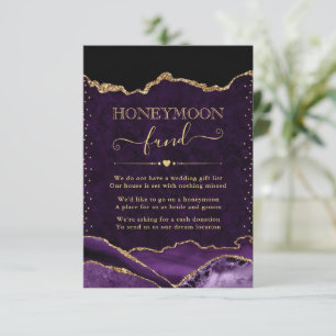 Purple and Gold Agate Wedding Honeymoon Fund Enclosure Card