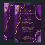 Purple and Gold Agate Wedding Menu<br><div class="desc">Display your meal selections in style with this elegant wedding menu featuring a purple agate marble design accented with gold details. The geode-inspired background creates a sophisticated look, perfect for fall and winter weddings, formal celebrations, or evening events. Designed to coordinate with your wedding stationery suite, this menu is ideal...</div>