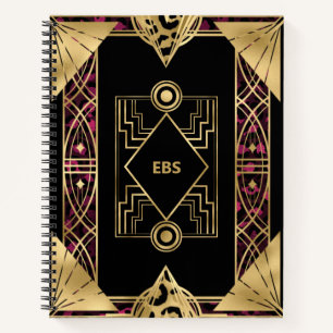 Purple and Gold Angular Art Deco Notebook