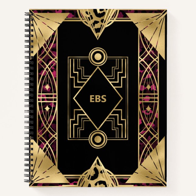 Purple and Gold Angular Art Deco Notebook (Front)