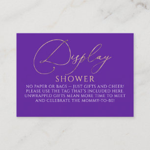 Purple and Gold Baby Shower - Display Shower Enclosure Card