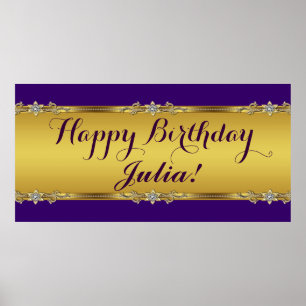 Purple and Gold Birthday Party Poster