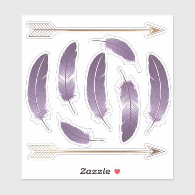 Purple and Gold Boho Feathers and Arrows Scrapbook (Sheet)