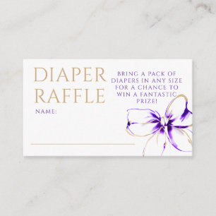 Purple and Gold Bow Diaper Raffle Ticket Enclosure Card