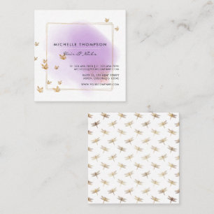 Purple and Gold Brushstrokes Doodle Square Busines Square Business Card