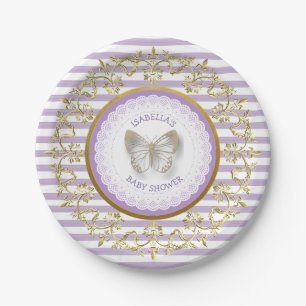 Purple and Gold Butterfly Baby Shower Plates