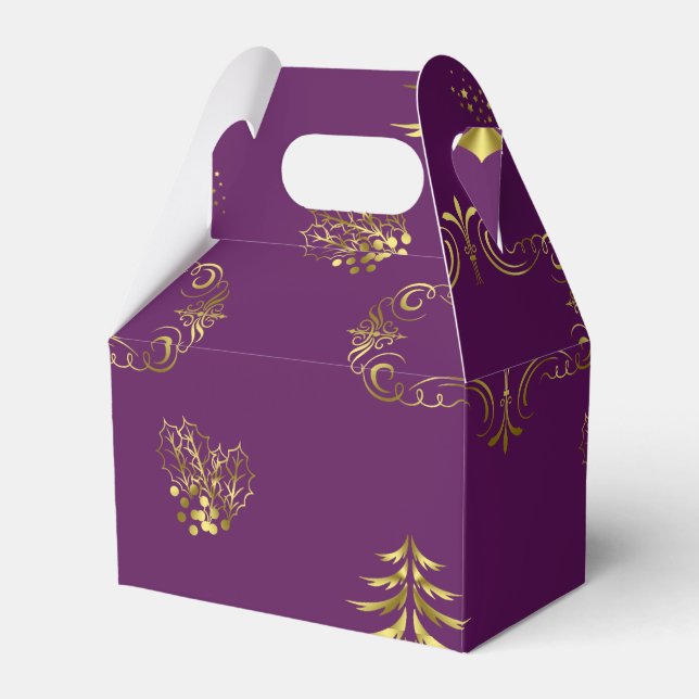 Purple and Gold Christmas Favor Box (Front Side)