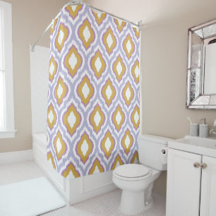 Purple and Gold Colourful Ogee Ikat Pattern