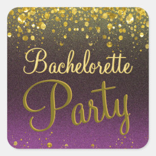 Purple and Gold Confetti Square Sticker