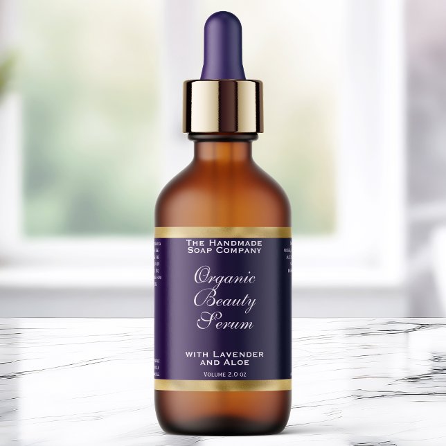 Purple and Gold Cosmetics Dropper Bottle Label (Créateur téléchargé)