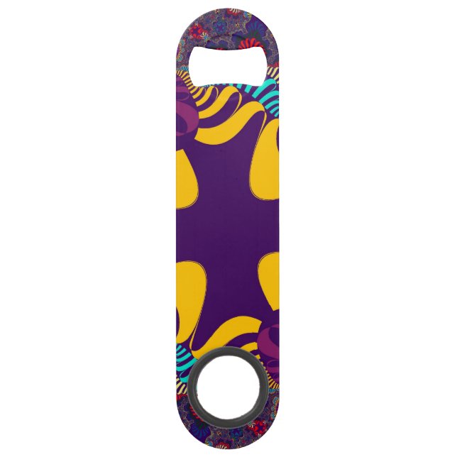 Purple and Gold Cross Bottle Opener Bar Key (Front)